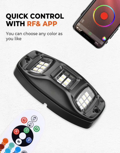 Universal 8 Pods RGB Rock Light Kit For UTV ATV Jeep Truck SUV Car