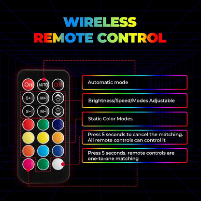 3FT 2PCS Spiral Whip Light Bluetooth Control - Kemimoto