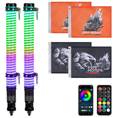 2PCS 2FT COB Fat Whip Lights for UTV/ATV - Kemimoto