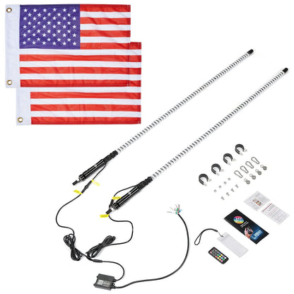 2PCS 4FT COB LED Whip Lights â€?2016 LEDs, Bluetooth APP Control â€?Fit Can-Am X3, Polaris RZR, UTV/ATV