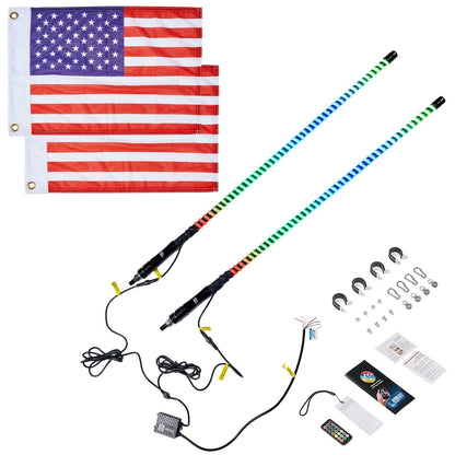 2PCS 4FT COB LED Whip Lights â€?2016 LEDs, Bluetooth APP Control â€?Fit Can-Am X3, Polaris RZR, UTV/ATV