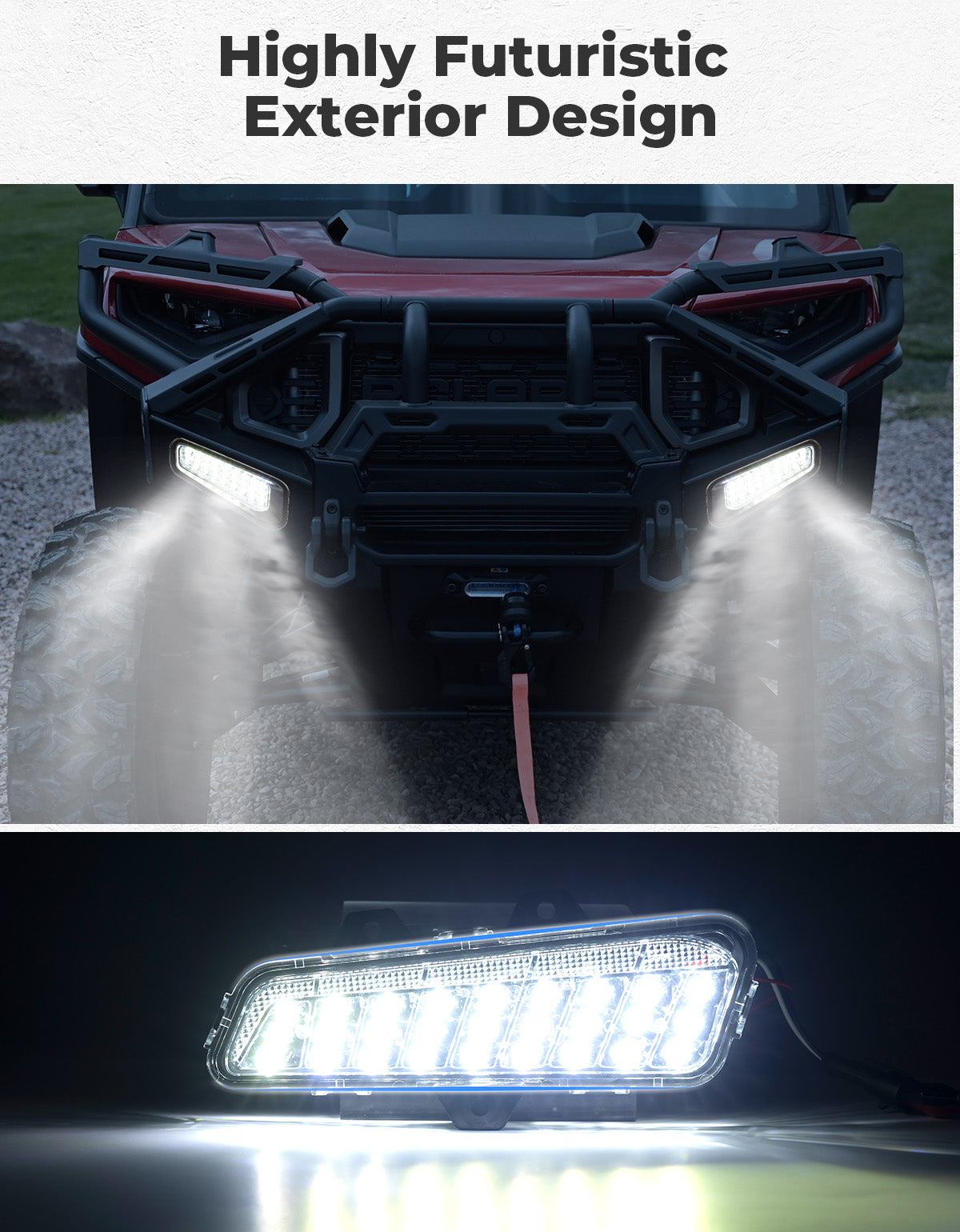 Front Brushguard Auxiliary Lights for Polaris Ranger XD 1500 / CREW 2024 2025 - Kemimoto