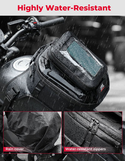 Motorcycle Tank Bag 13-16L Waterproof Hard Shell with Phone Holder - Kemimoto