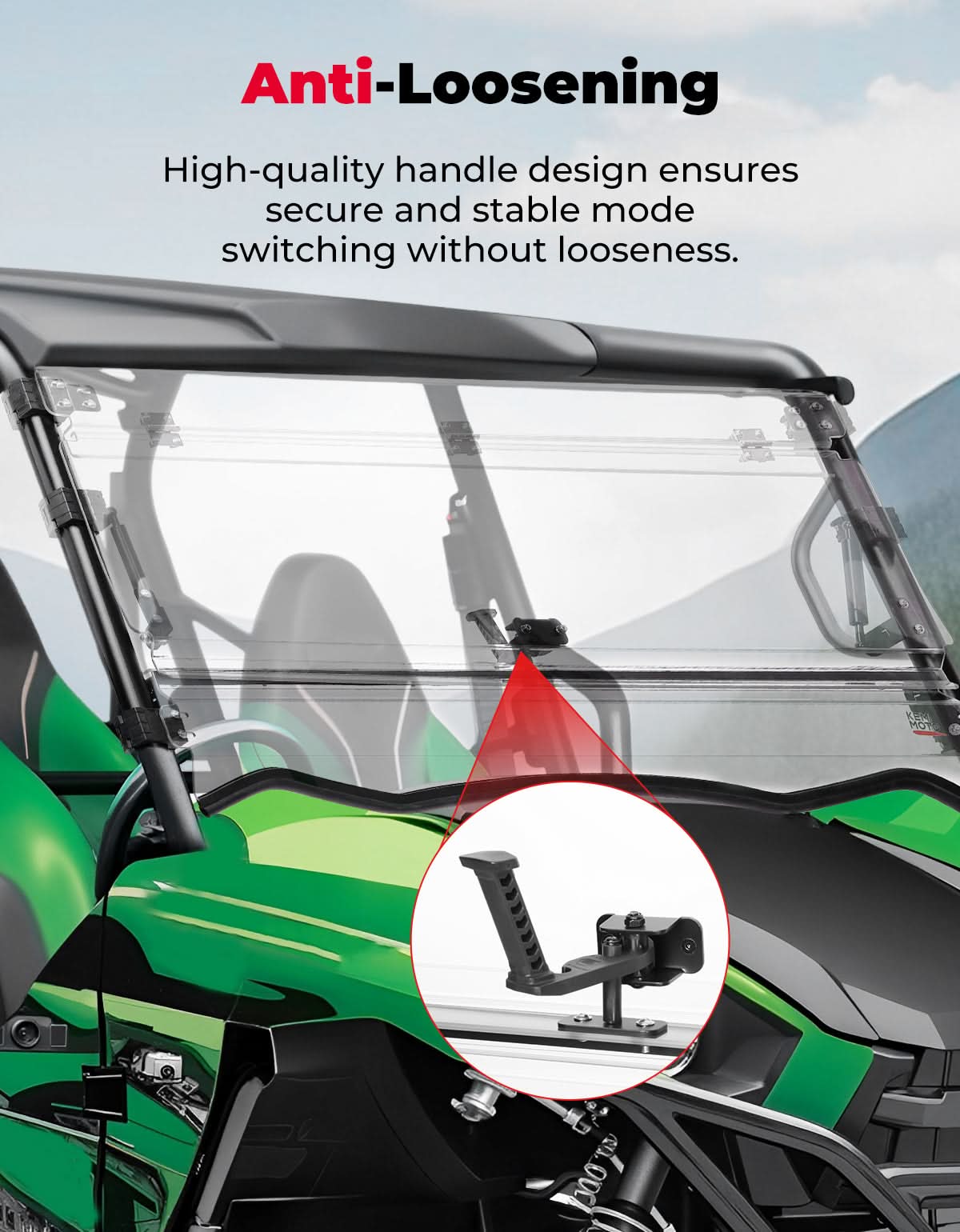3-in-1 Flip Windshield For Kawasaki Teryx - Kemimoto
