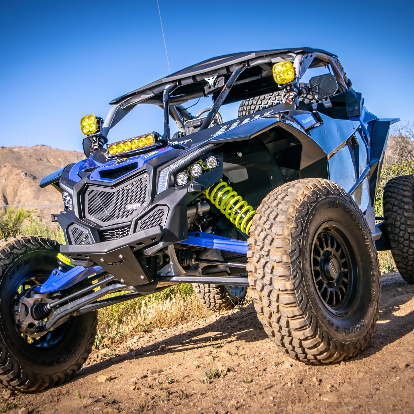 DRT front bumper bulkhead with pre drilled light install holes for Can-Am X3 trail lighting setup