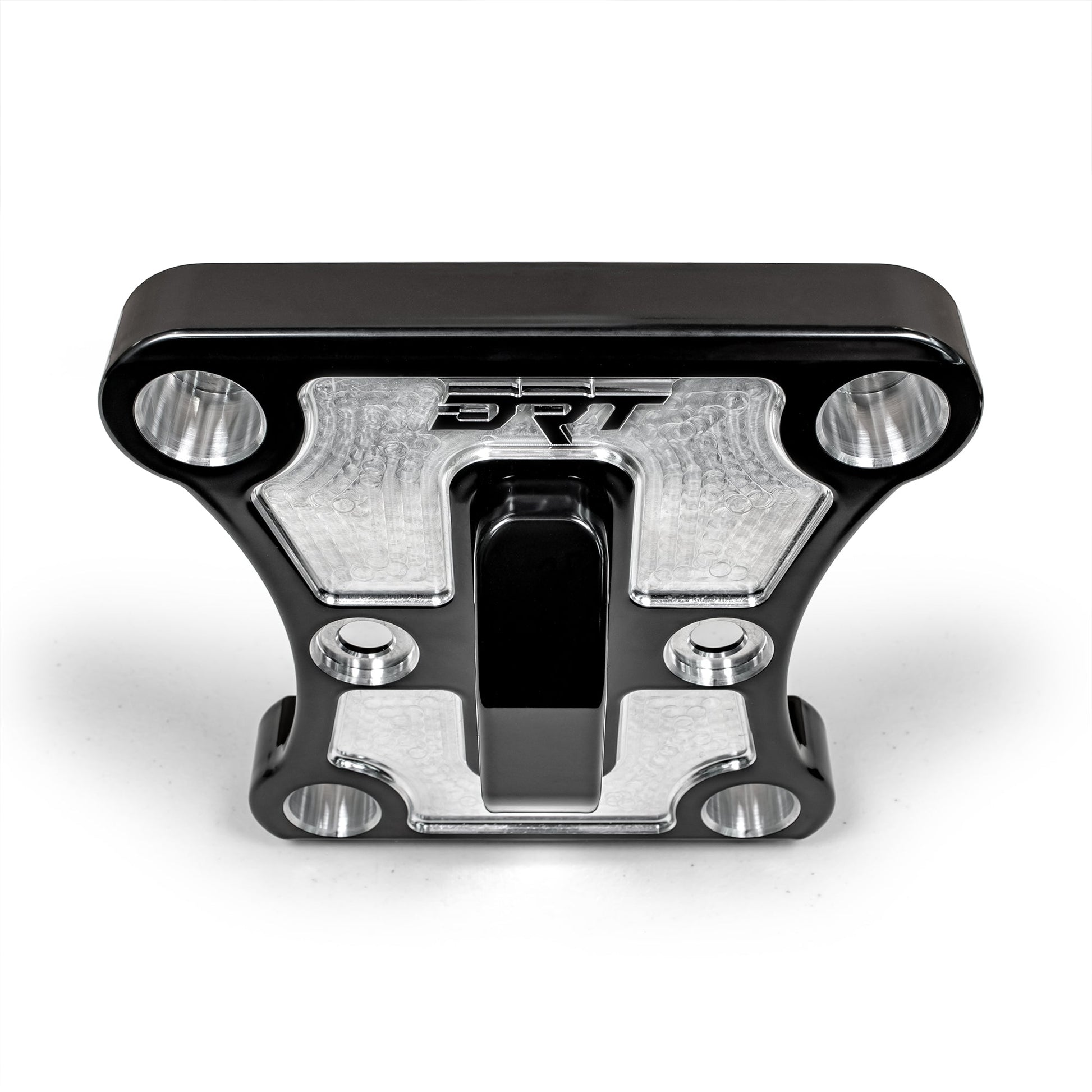 Black billet radius rod plate on Can‑Am Maverick X3 rear suspension upgrade Top view