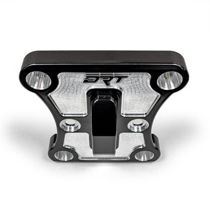 Black billet radius rod plate on Can‑Am Maverick X3 rear suspension upgrade Top view