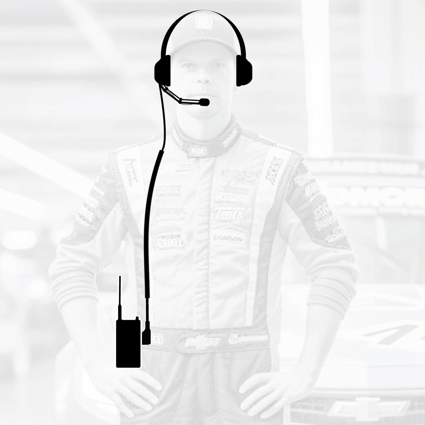 Crew Chief - H42 Spotter Headset and Rugged Handheld Radio Package - Single Radio / R1 Business Band Handheld - Digital and Analog / Blue
