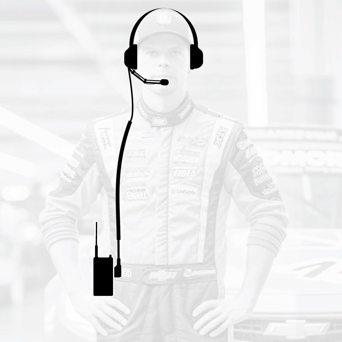 Crew Chief - H42 Spotter Headset and Rugged Handheld Radio Package - Single Radio / RDH Digital UHF Radio / Safety Yellow