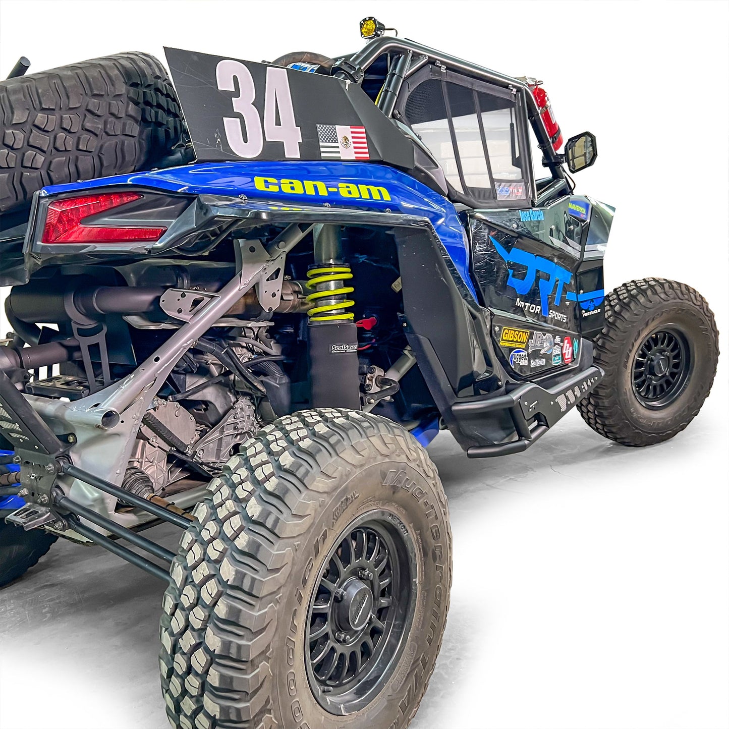 Back end of rock rail with bolt‑on bracket on Can‑Am Maverick X3