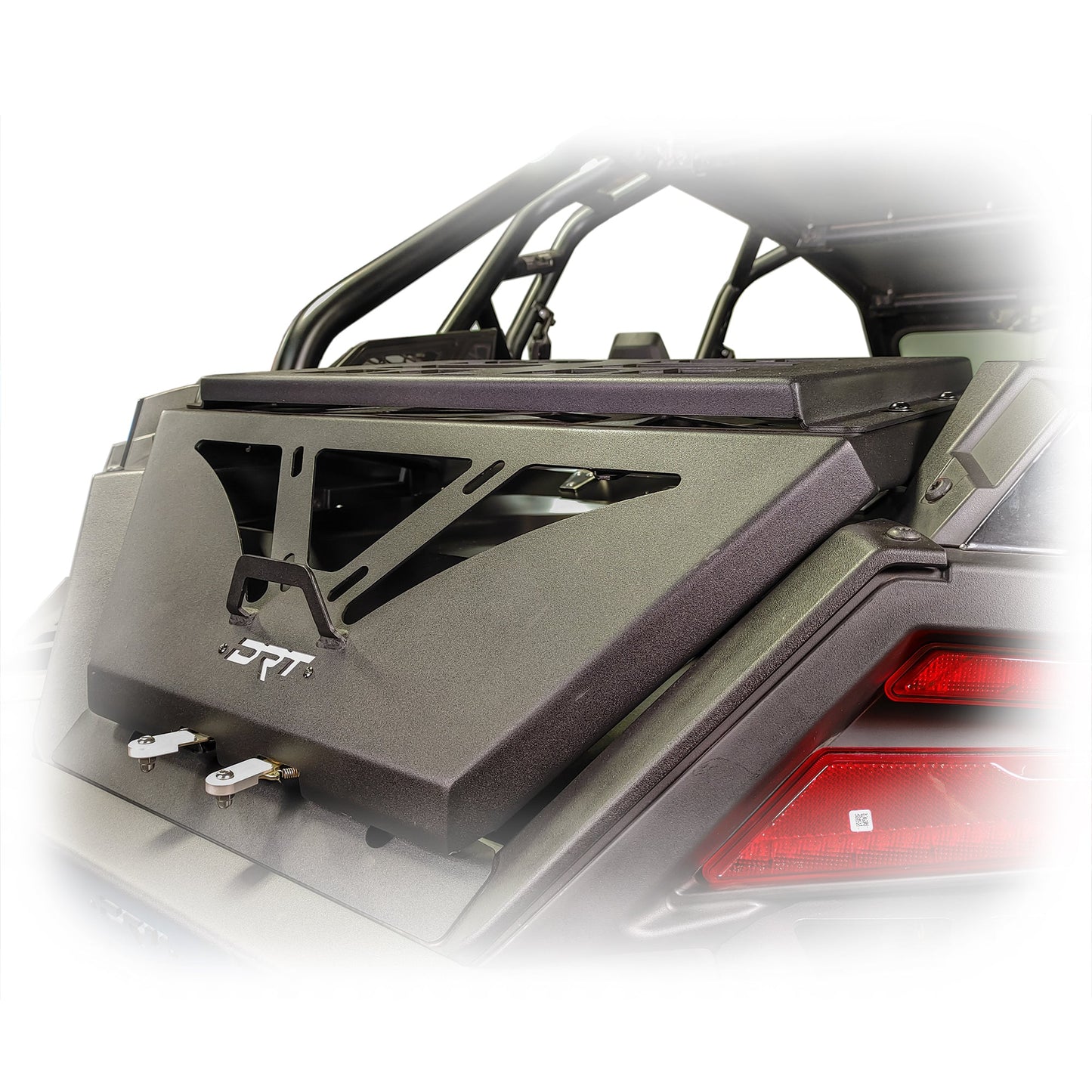 Polaris RZR Packout mount metal bracket mounted on tire carrier