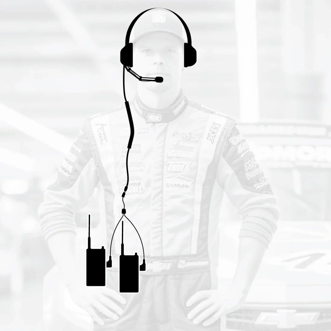 Crew Chief - H42 Spotter Headset and Rugged Handheld Radio Package - Single Radio / R1 Business Band Handheld - Digital and Analog / Blue