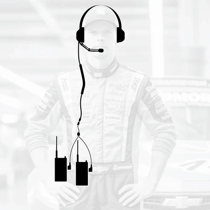 Crew Chief - H42 Spotter Headset and Rugged Handheld Radio Package - Single Radio / R1 Business Band Handheld - Digital and Analog / Blue