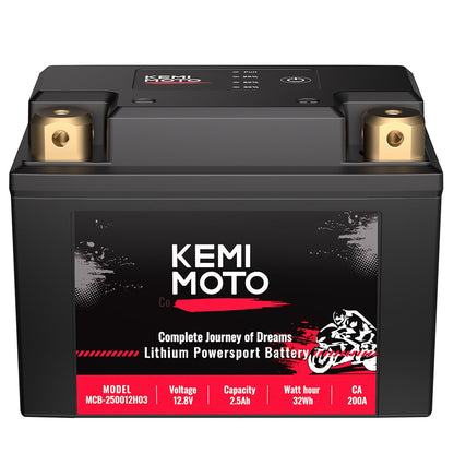 LiFePO4 12v 2.5Ah Lithium Battery for Motorcycle/ Lawn Mower /ATV/ UTV - Kemimoto
