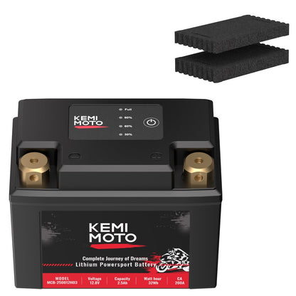 LiFePO4 12v 2.5Ah Lithium Battery for Motorcycle/ Lawn Mower /ATV/ UTV - Kemimoto