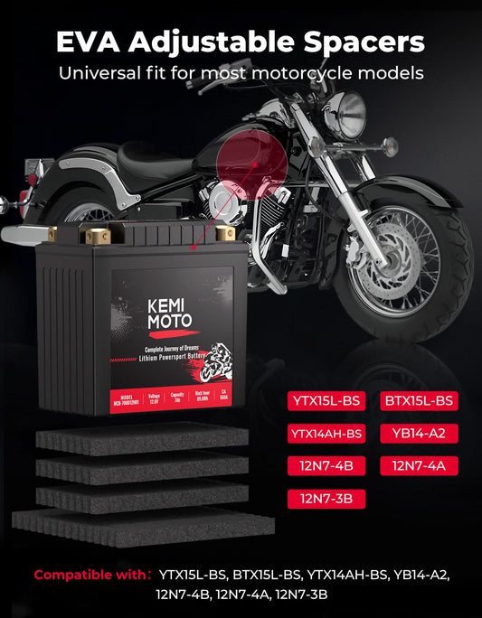 LiFePO4 12v 7Ah Lithium Battery for Motorcycle/ Lawn Mower /ATV/ UTV - Kemimoto
