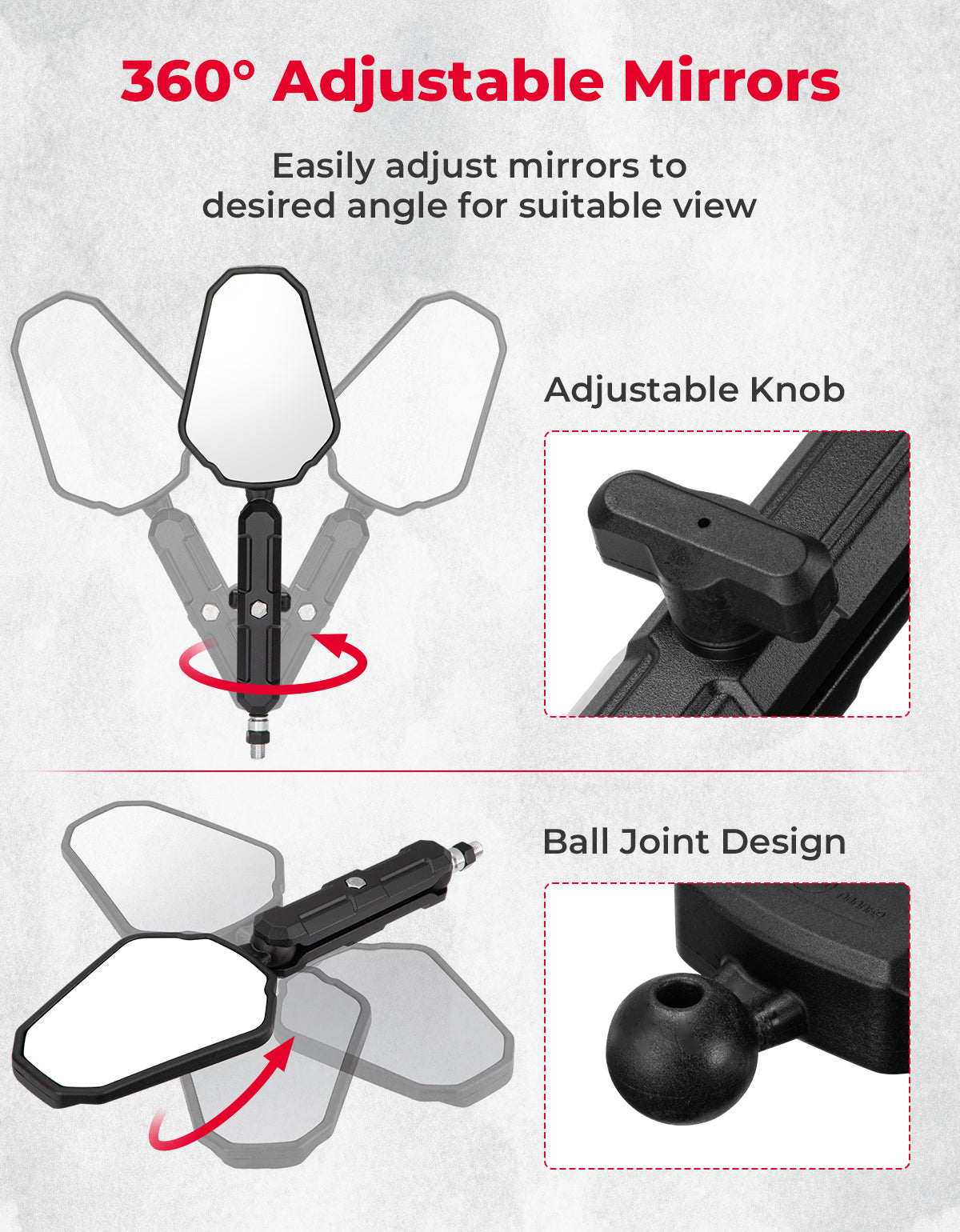 Adventure Motorcycle Mirrors M8 M10 Bolt Handlebar Mount - Kemimoto