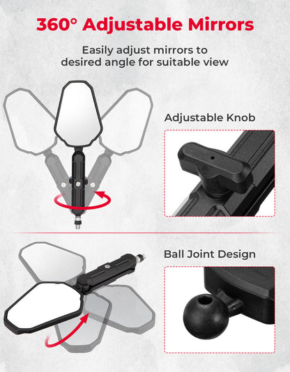 Adventure Motorcycle Mirrors M8 M10 Bolt Handlebar Mount - Kemimoto