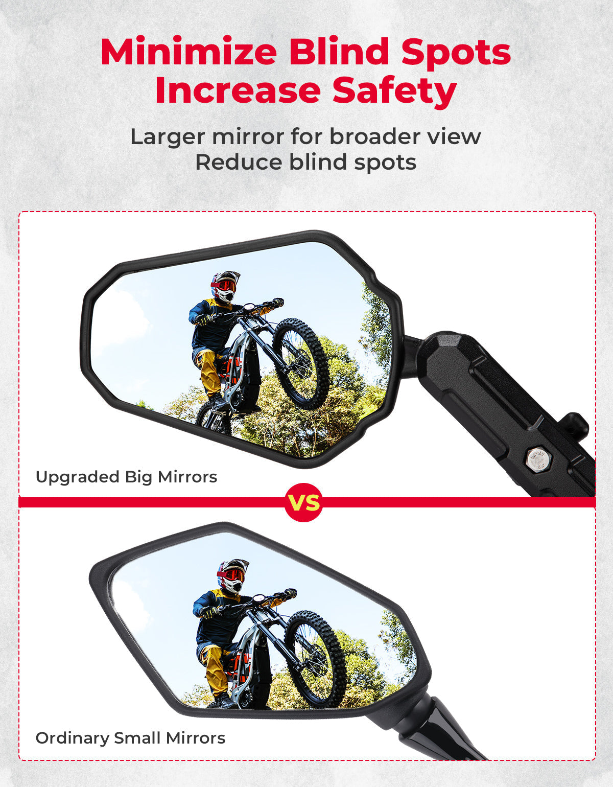 Adventure Motorcycle Mirrors M8 M10 Bolt Handlebar Mount - Kemimoto