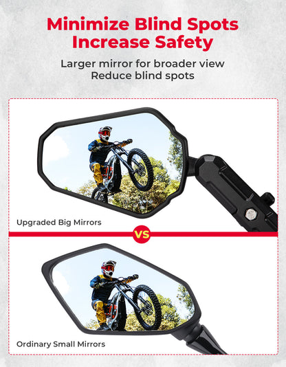 Adventure Motorcycle Mirrors M8 M10 Bolt Handlebar Mount - Kemimoto