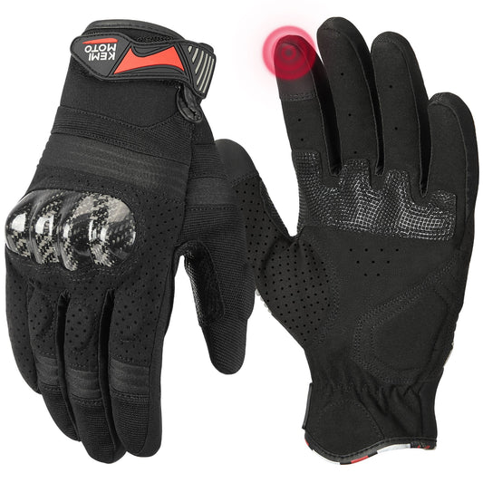 Motorcycle Gloves Men Women, Breathable Full Finger Touchscreen - Kemimoto