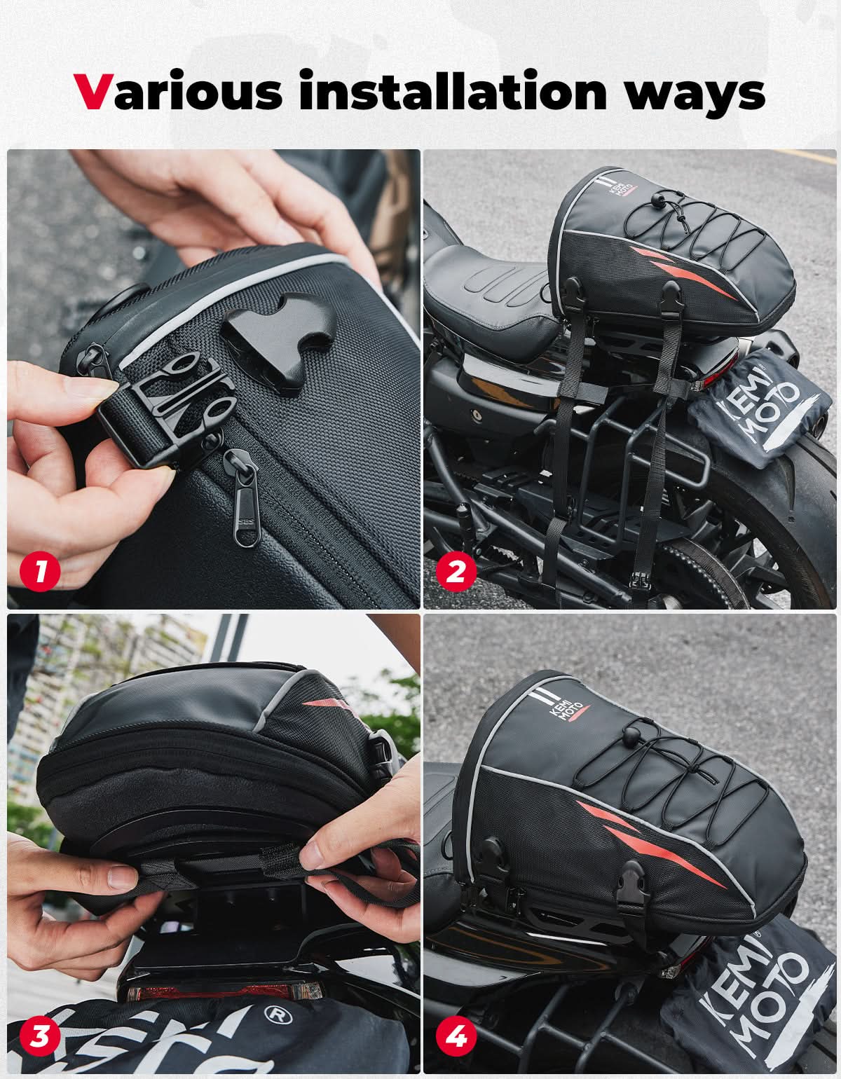 10L Motorcycle Tail Bag, Sports Motorbike Rear Rack Bag - Kemimoto