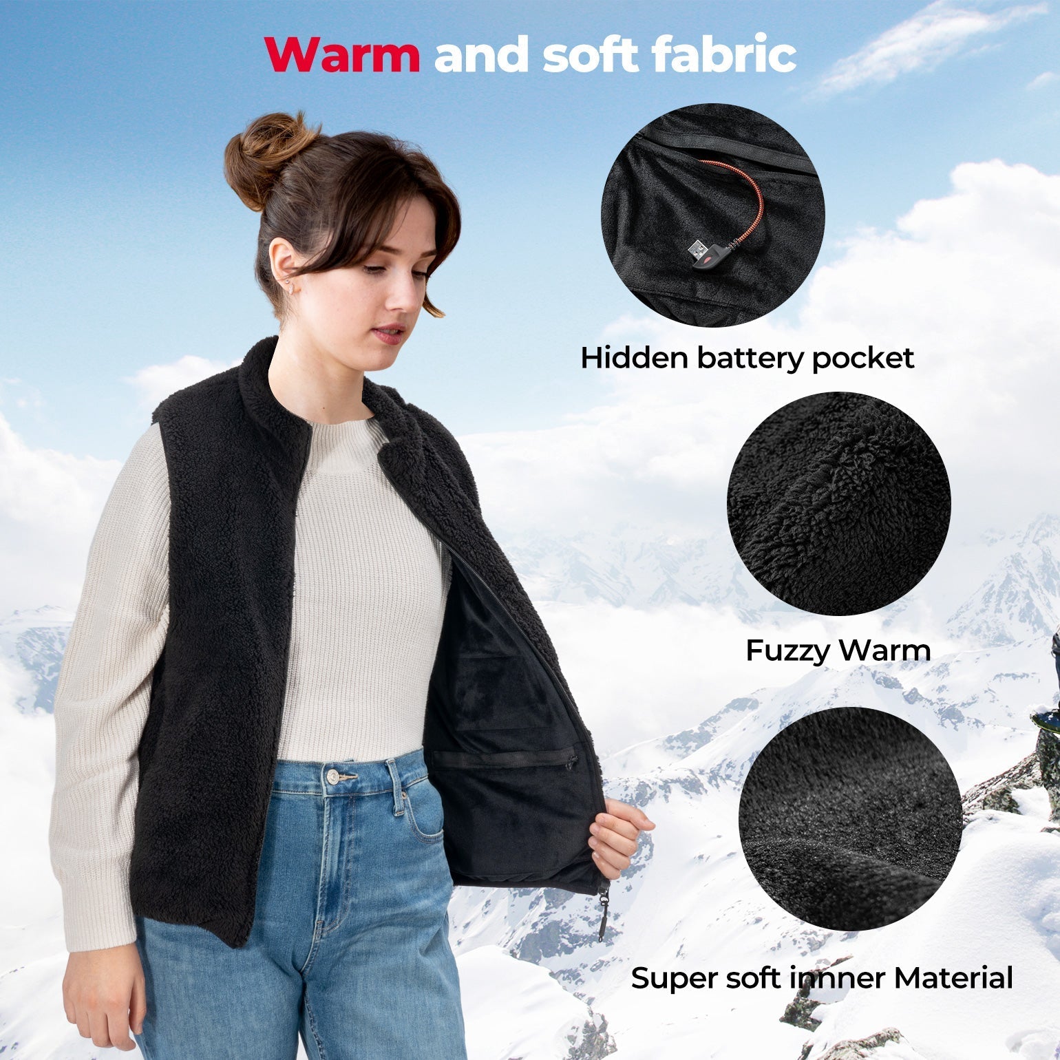 Fleece Heated Vest Women (Battery Not Included) - Kemimoto