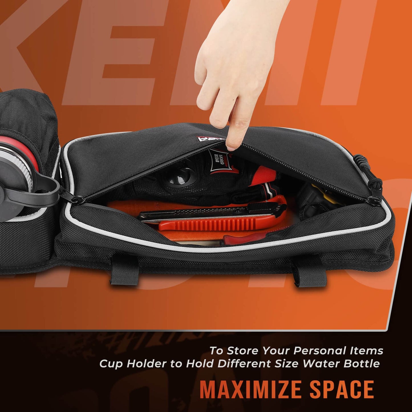 Can-Am Maverick X3 Navigation Storage Box and Holder & Front Door Strorage Bags - KEMIMOTO