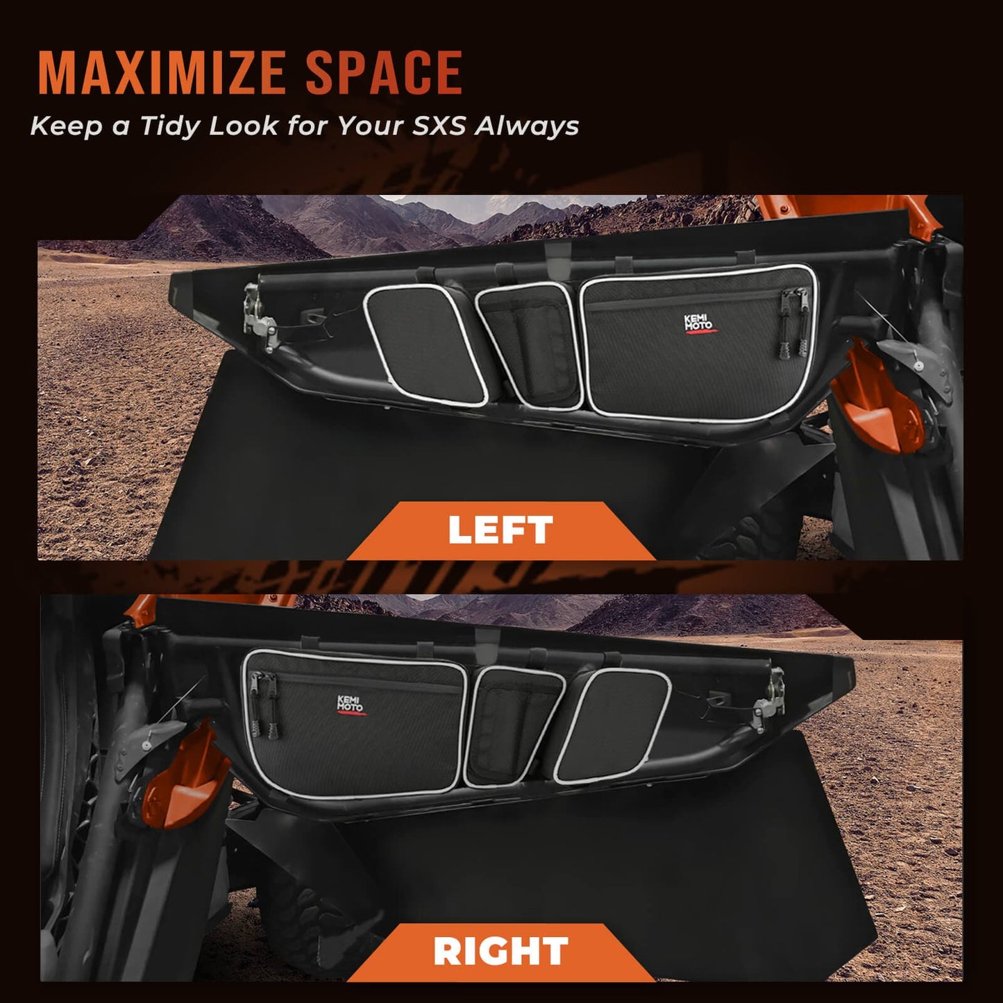 Can-Am Maverick X3 Navigation Storage Box and Holder & Front Door Strorage Bags - KEMIMOTO