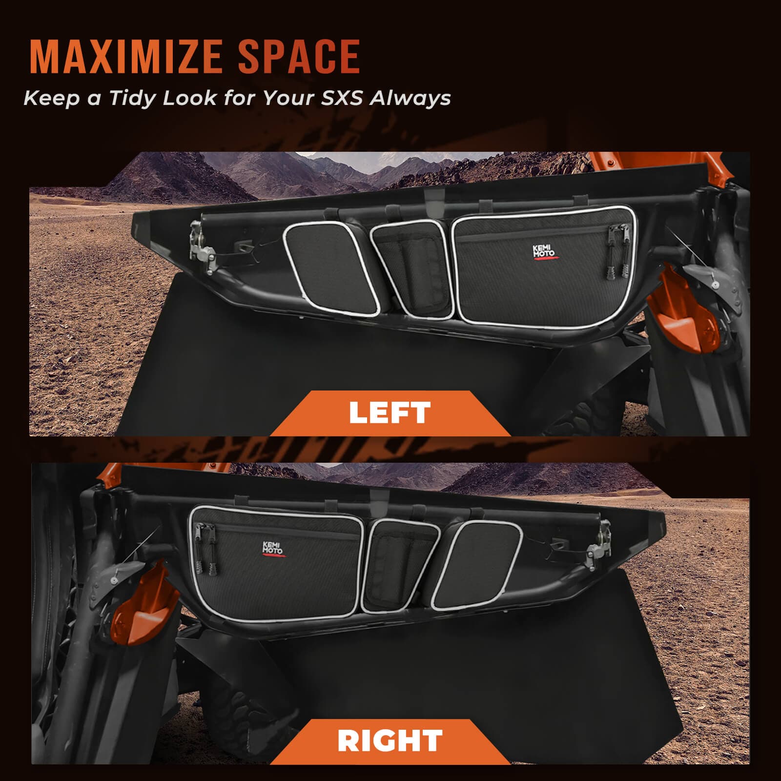 Can-Am Maverick X3 Navigation Storage Box and Holder & Front Door Strorage Bags - KEMIMOTO