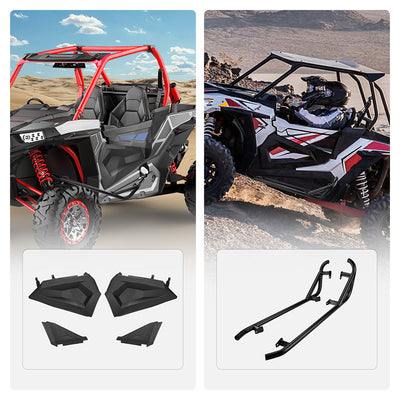 Lower Half Door Inserts Panels & Nerf Bars Rock Sliders for Polaris RZR