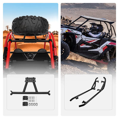 Spare Tire Carrier Mount & Side Nerf Bars Rock Sliders Fit Polaris RZR XP 1000