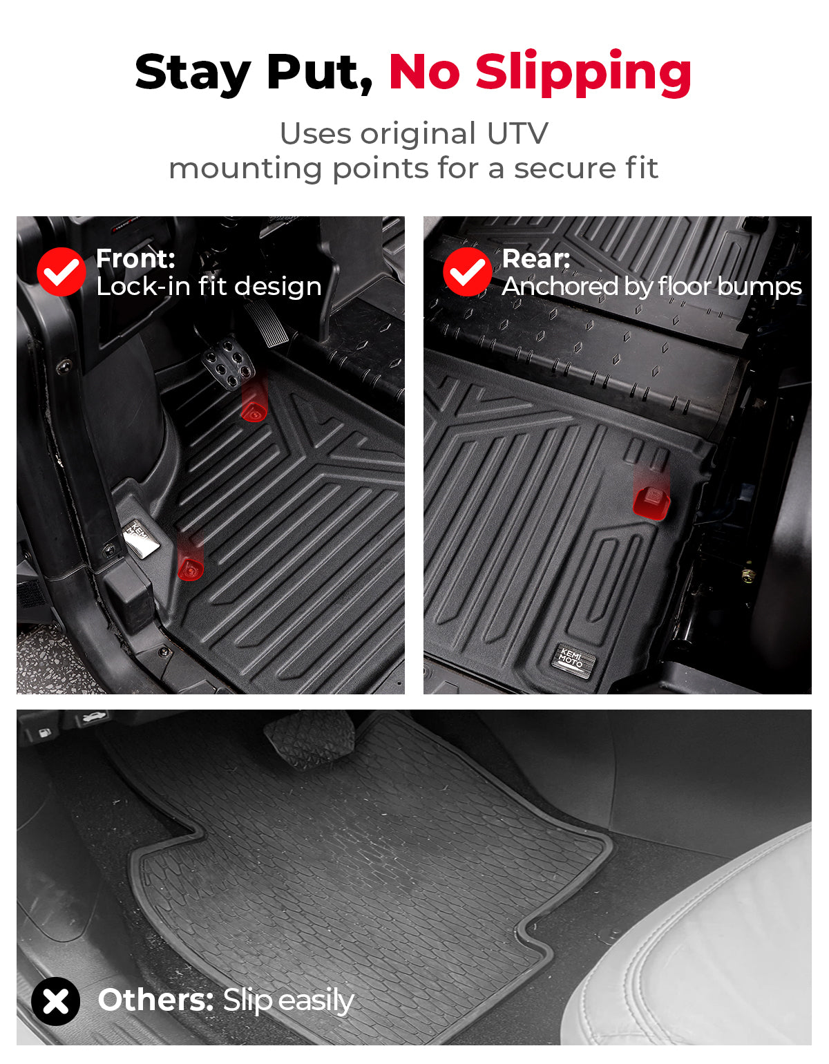 4PCS TPE Floor Mats Anti-Slip for Can-Am Defender Max HD7|8|9|10 - Kemimoto