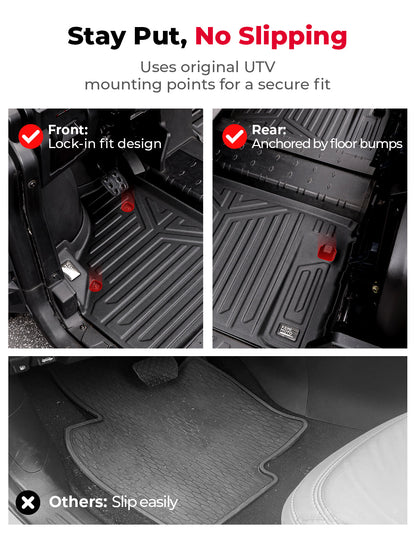 4PCS TPE Floor Mats Anti-Slip for Can-Am Defender Max HD7|8|9|10 - Kemimoto