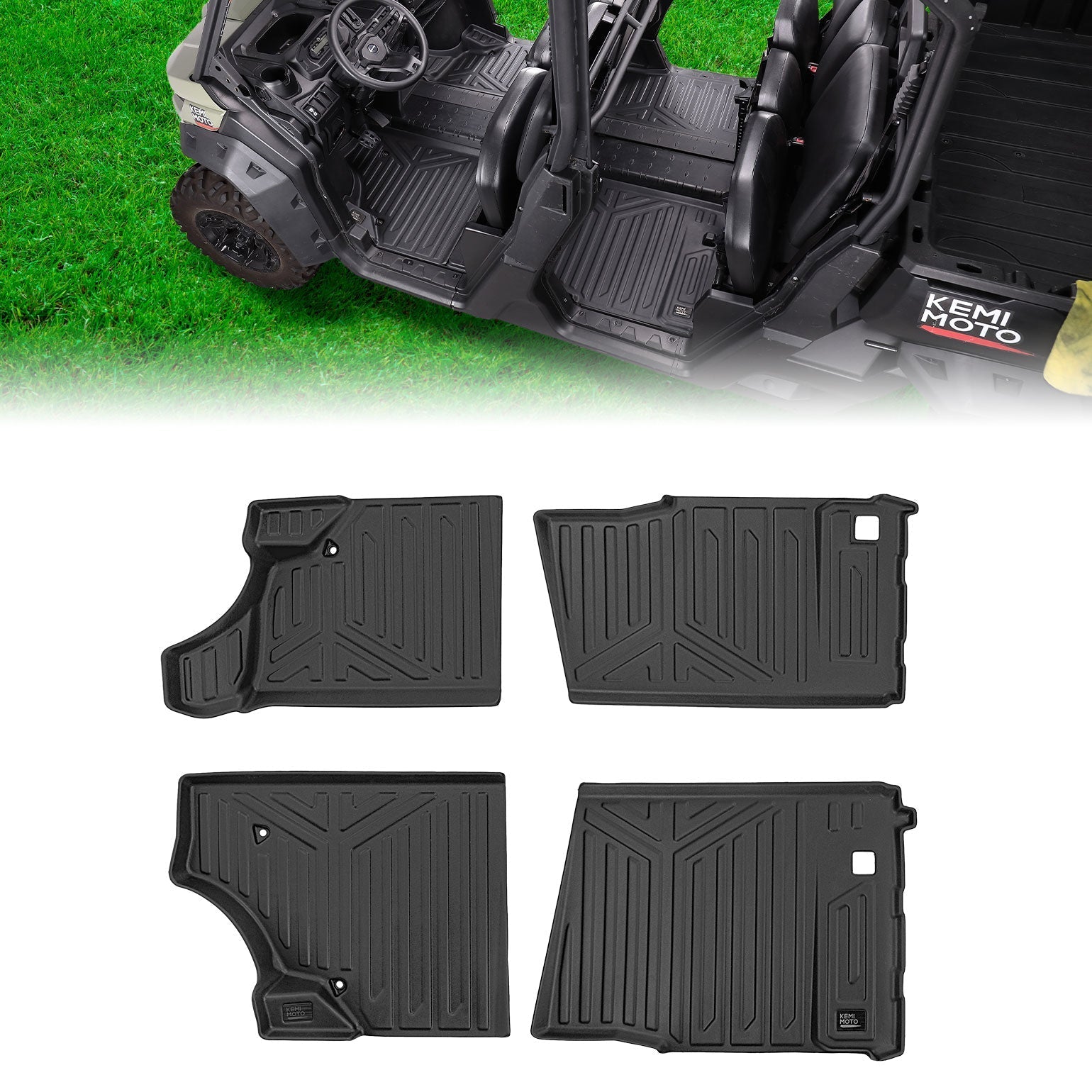 4PCS TPE Floor Mats Anti-Slip for Can-Am Defender Max HD7|8|9|10 - Kemimoto