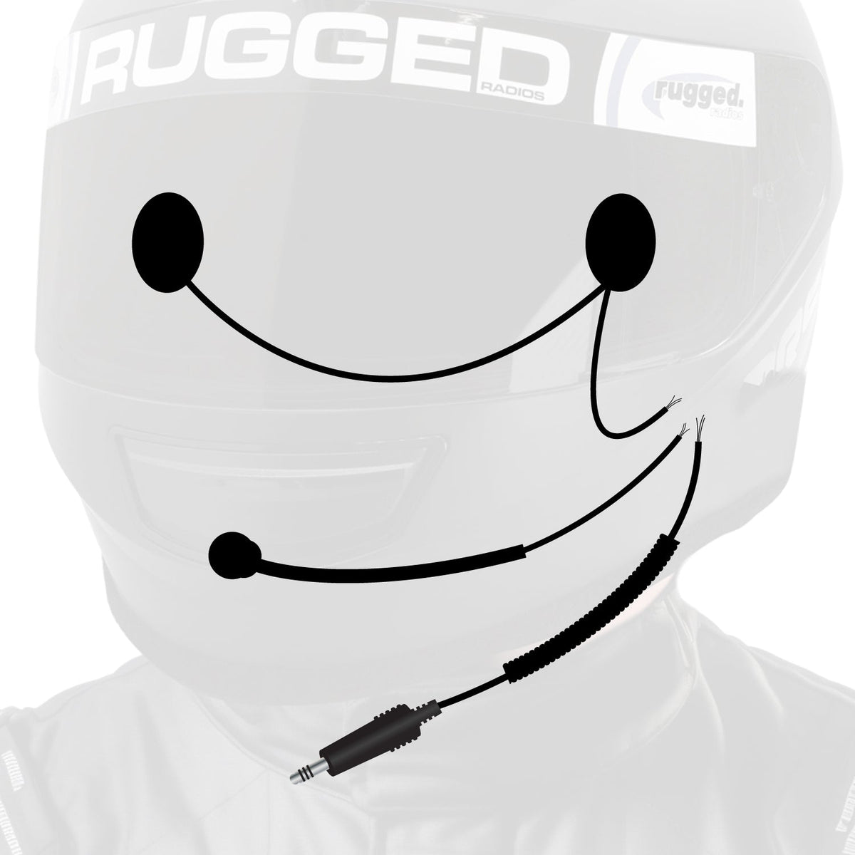 Peltor 4-Conductor Helmet Kits - Mic / 1/8  Ear Bud Jack / Coil Cord / Straight