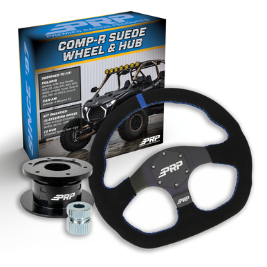 PRP Suede D-Shape Steering Wheel Kit with Quick Release Hub for Polaris RZR, Can Am X3, Arctic Cat Wildcat, EZ-GO, GEM, John Deere Gator