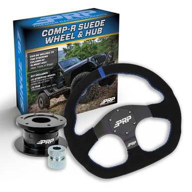 PRP Suede D-Shape Steering Wheel Kit with Quick Release Hub with Universal Weld on Adaptor