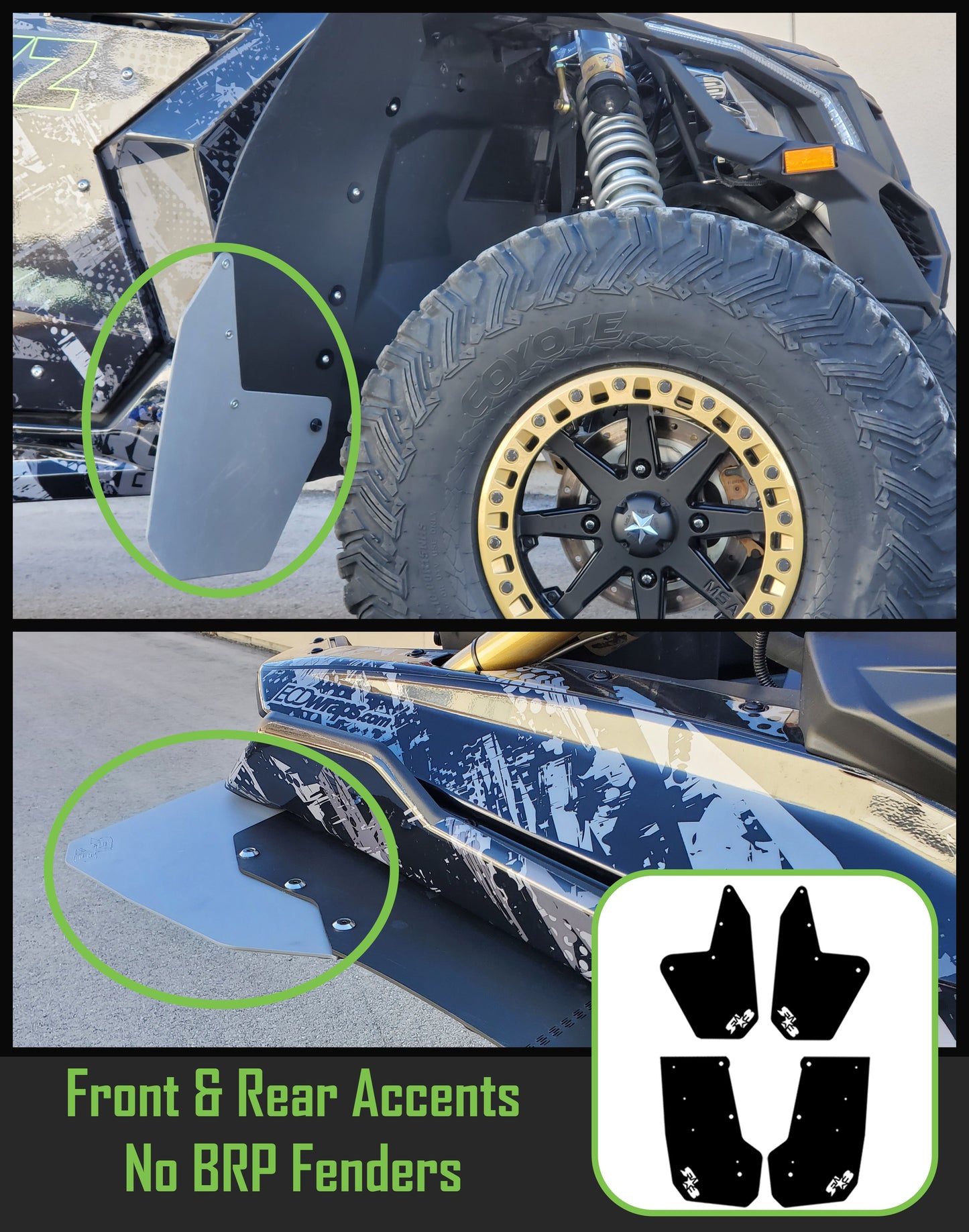 Maverick X3 Replacement Flaps - TRAILING ARM FLAPS or FLARE ACCENTS