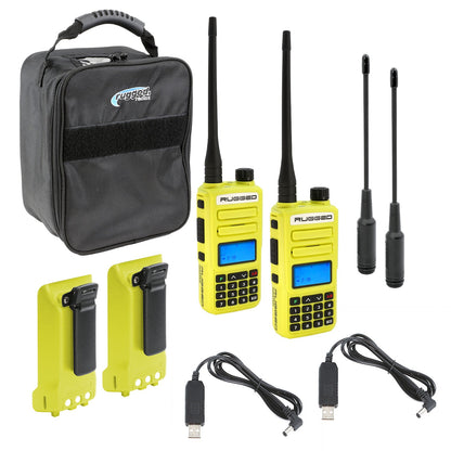 Adventure Pack - Rugged GMR2 PLUS - GMRS and FRS Two Way Handheld Radios with Accessories - Safety Orange