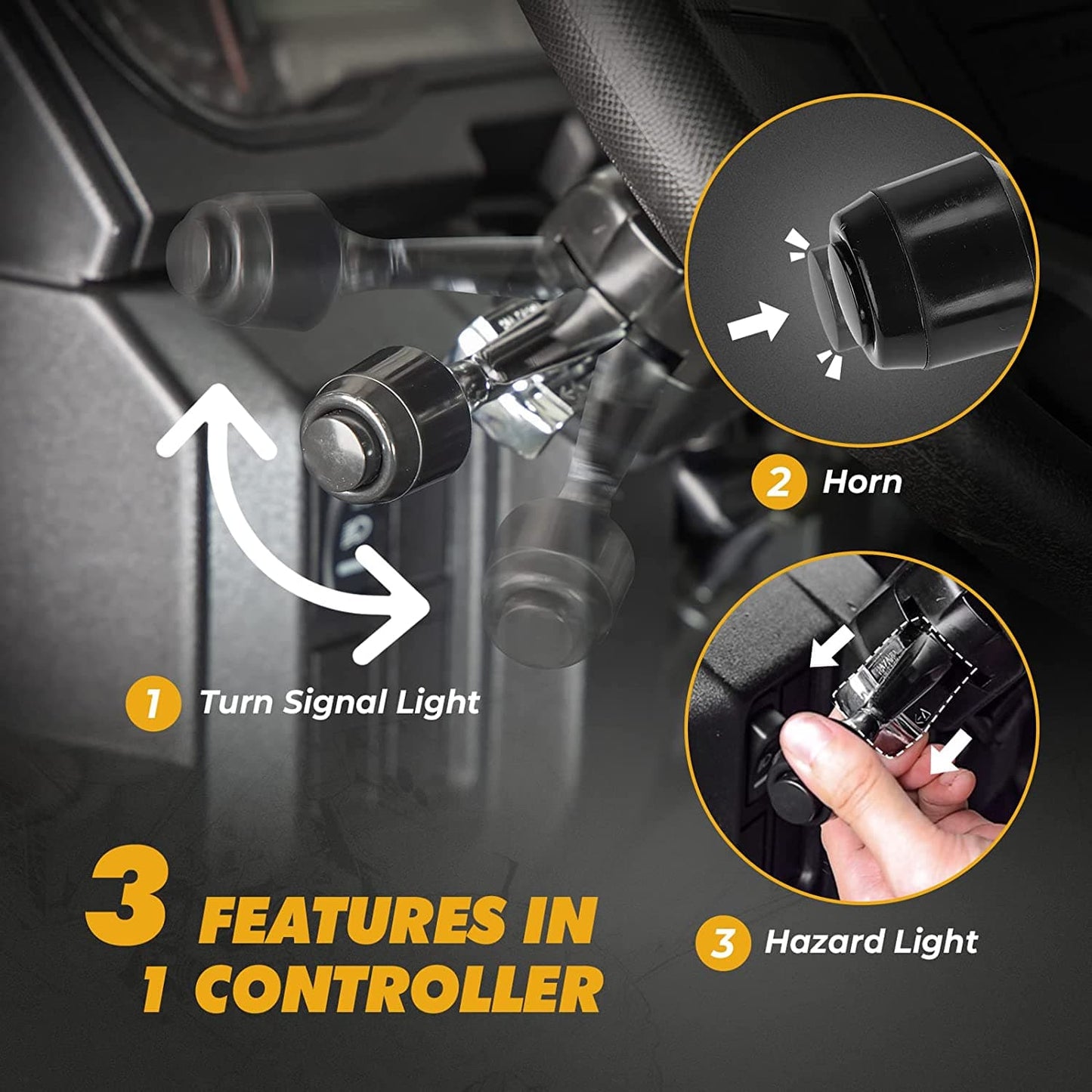 Turn Signal Kit With Column Turn Switch & 105D Horn fit Polaris, Can-Am, Pioneer, Talon, - Kemimoto