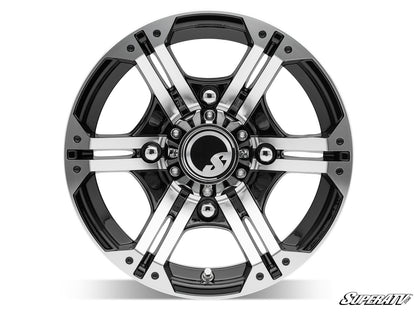 Sticky XT Warrior Tires 34x10x14 on 14x7 Bandit H-Series Machined Finish Wheels 4/156 Pattern