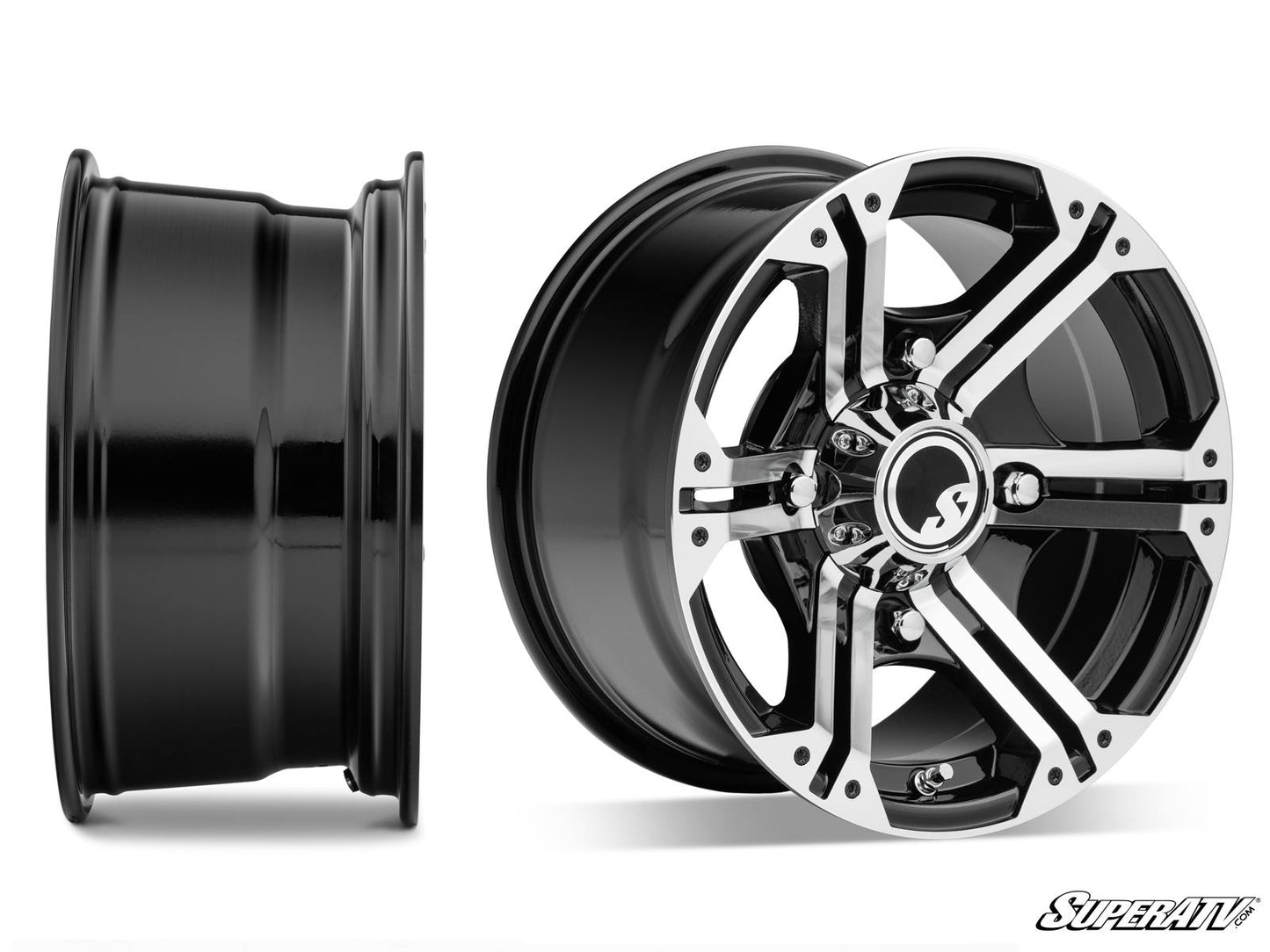 Sticky XT Warrior Tires 34x10x14 on 14x7 Bandit H-Series Machined Finish Wheels 4/156 Pattern