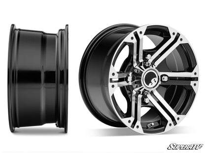 Sticky XT Warrior Tires 34x10x14 on 14x7 Bandit H-Series Machined Finish Wheels 4/156 Pattern