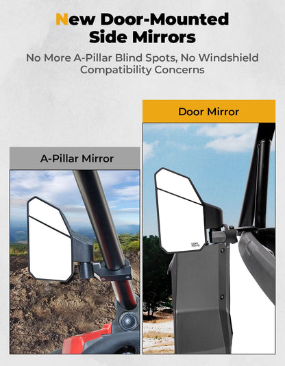 Door Mirrors 2-Segment Convex for Polaris RZR XP 1000 /4 2024-2025 - Kemimoto
