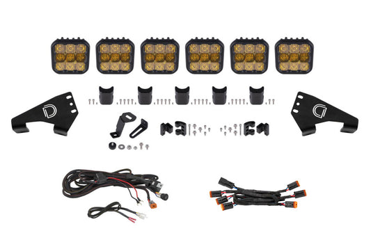 Diode Dynamics 20-Present Polaris RZR SS5 Sport CrossLink Roof - Yellow Combo Lightbar Kit