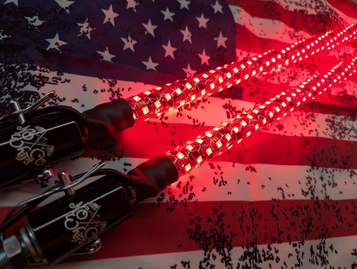 Bluetooth & Remote Multicolor LED Whips for UTV's w/Brake & Turn Signal Function