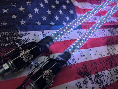 Bluetooth Custom Color LED whips for UTV's w/Brake & Turn Signal function