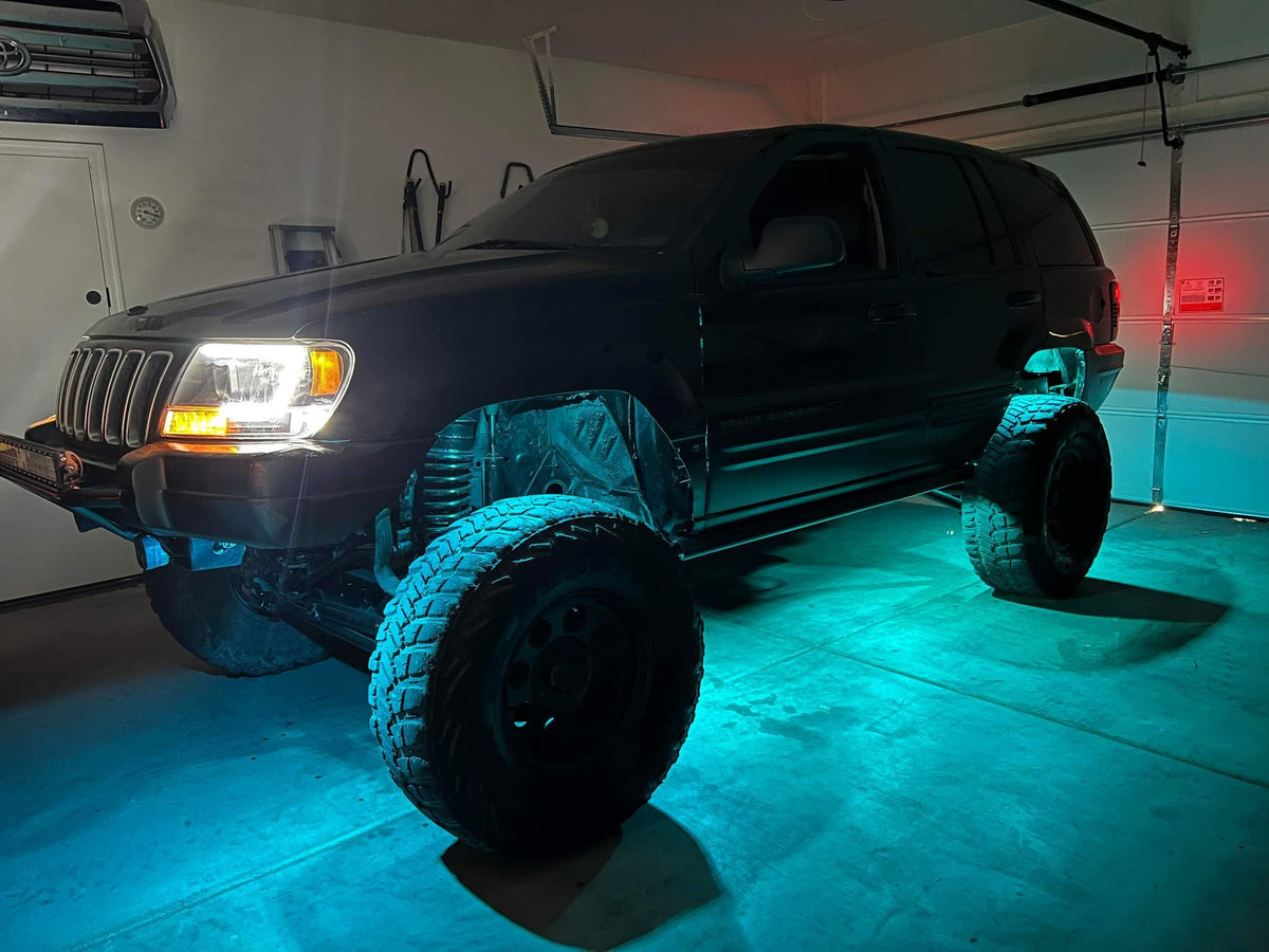 Bluetooth Custom Color Wide-Angle Rock Light Kit w/Brake & Turn Signal Functions