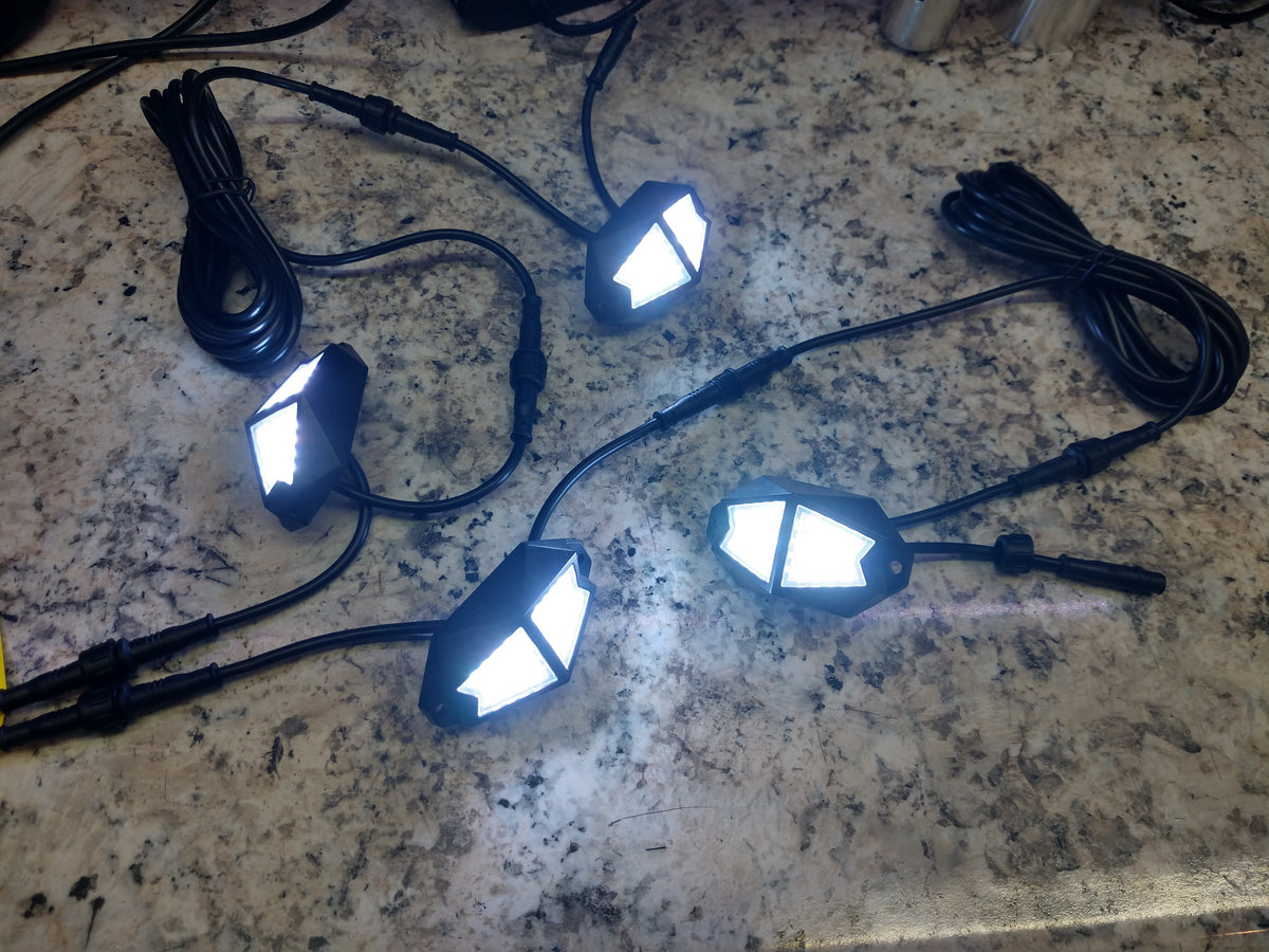 Bluetooth Custom Color Wide-Angle Rock Light Kit w/Brake & Turn Signal Functions